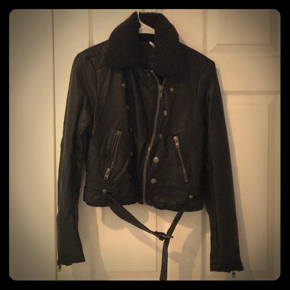 Free People Black faux Leather Jacket